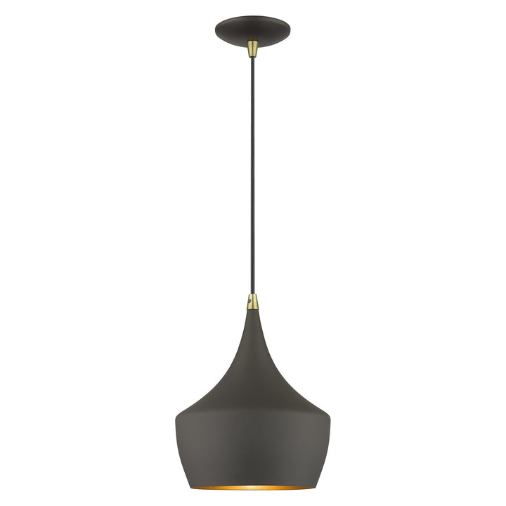 1 Light Bronze Pendant With Antique Brass Finish Accents by Livex Lighting