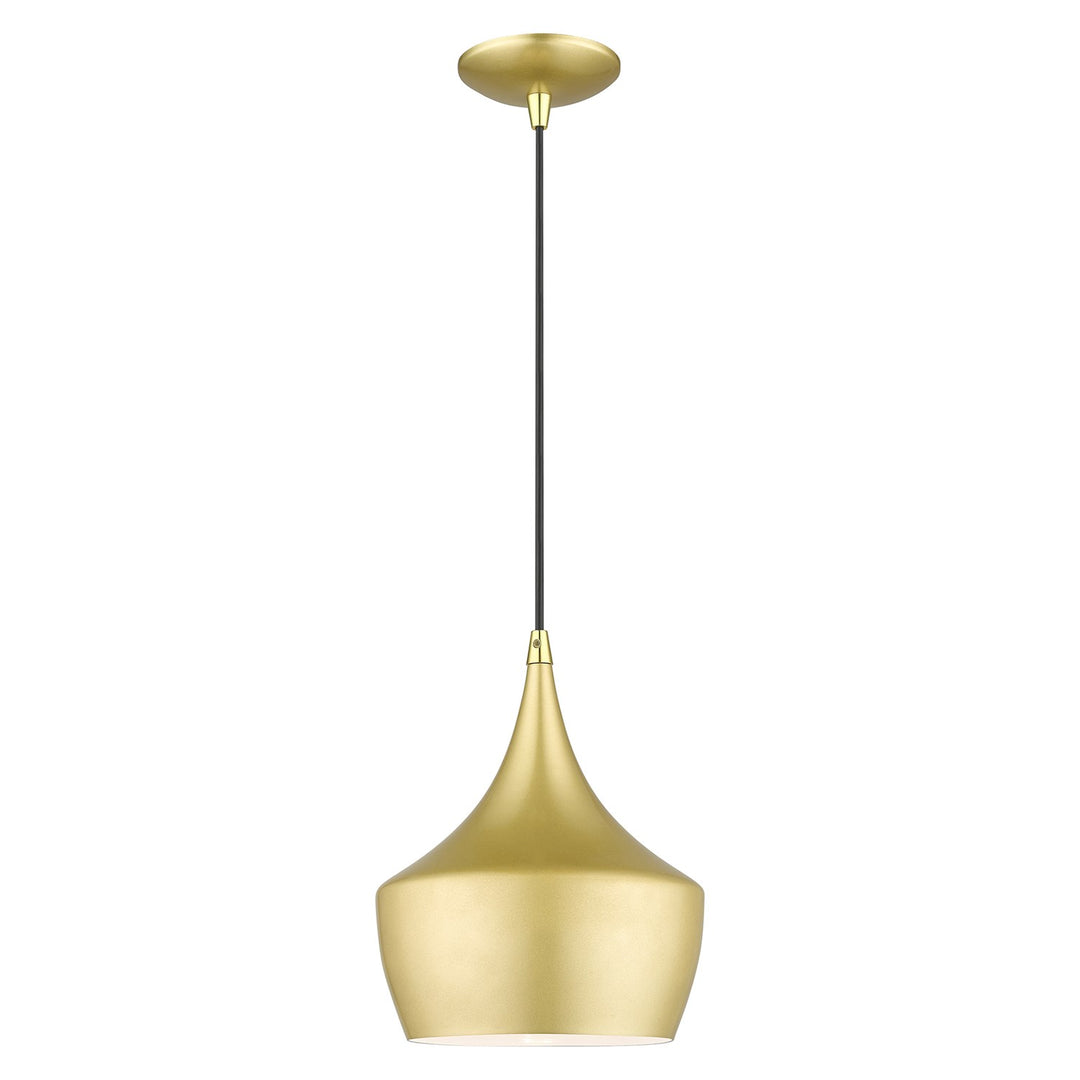 1 Light Soft Gold Pendant With Polished Brass Finish Accents by Livex Lighting