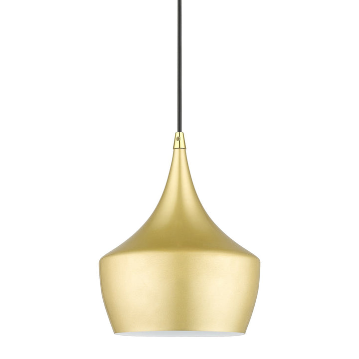 1 Light Soft Gold Pendant With Polished Brass Finish Accents