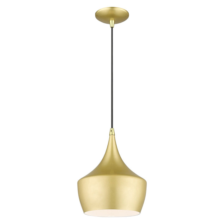 1 Light Soft Gold Pendant With Polished Brass Finish Accents
