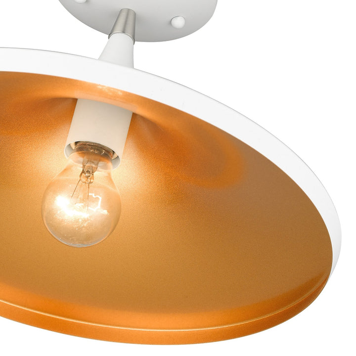 1 Light White Semi-Flush With Brushed Nickel Finish Accents