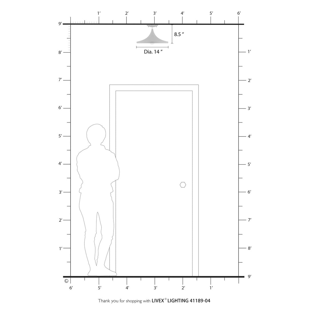 1 Light Black Semi-Flush With Brushed Nickel Finish Accents