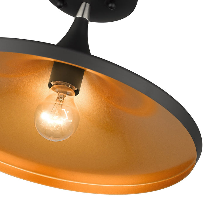 1 Light Black Semi-Flush With Brushed Nickel Finish Accents