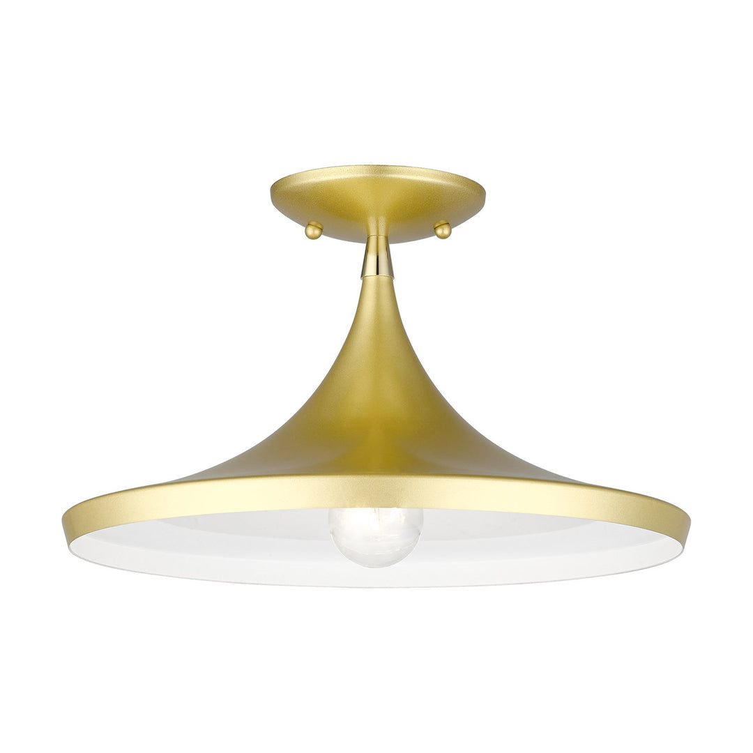 1 Light Soft Gold Semi-Flush With Polished Brass Finish Accents by Livex Lighting