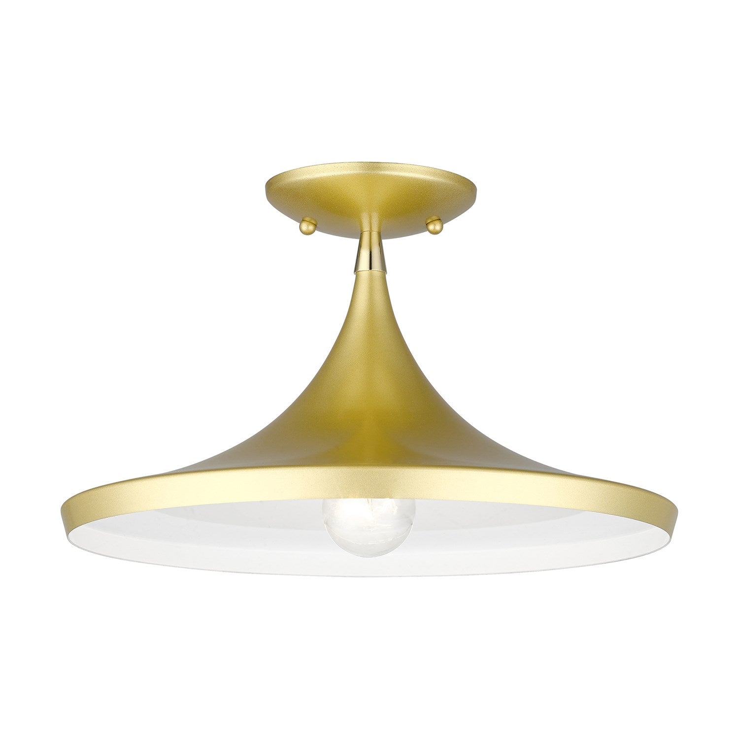 1 Light Soft Gold Semi-Flush With Polished Brass Finish Accents by Livex Lighting