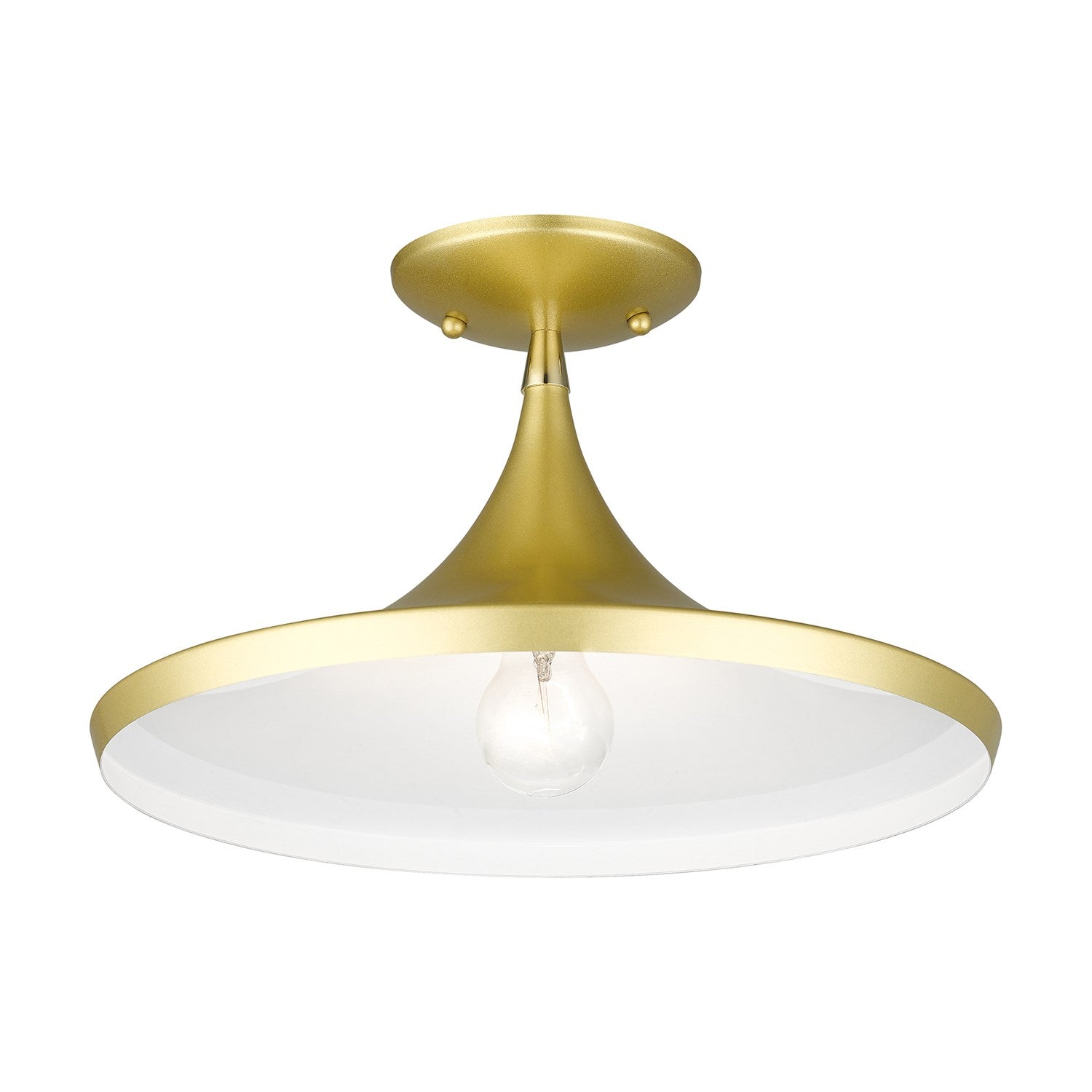 1 Light Soft Gold Semi-Flush With Polished Brass Finish Accents