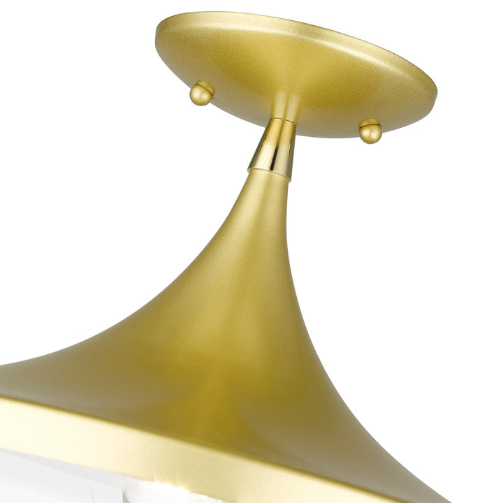 1 Light Soft Gold Semi-Flush With Polished Brass Finish Accents