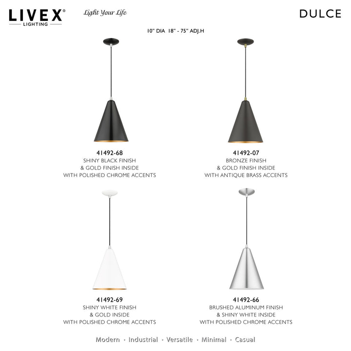 1 Light Brushed Aluminum Cone Pendant With Polished Chrome Accents