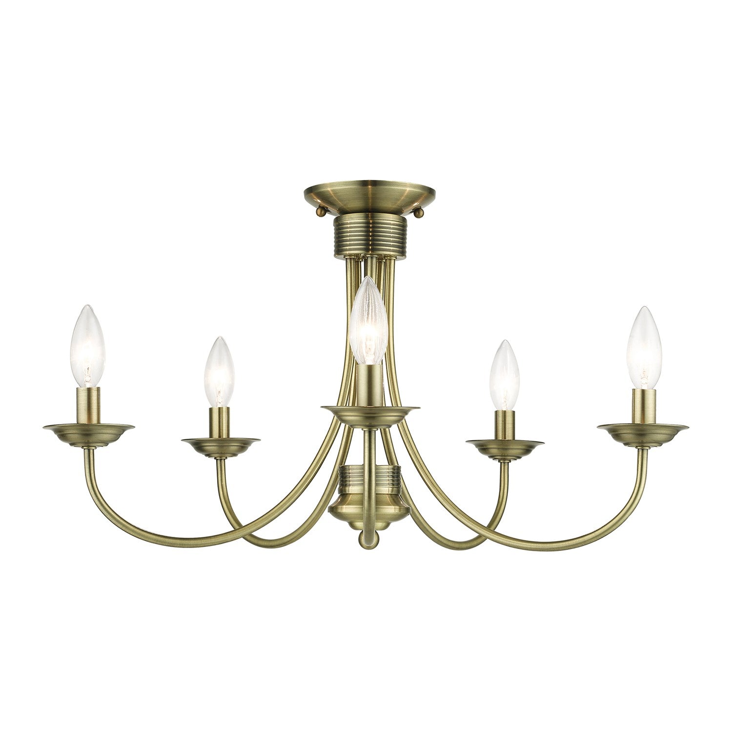 5 Light Antique Brass Large Semi-Flush by Livex Lighting