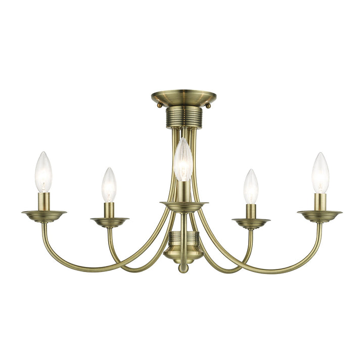 5 Light Antique Brass Large Semi-Flush by Livex Lighting