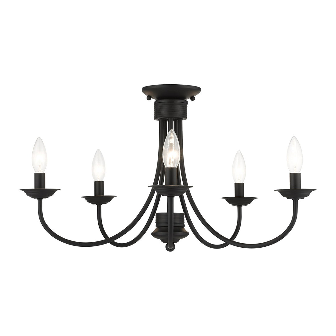 5 Light Black Large Semi-Flush by Livex Lighting