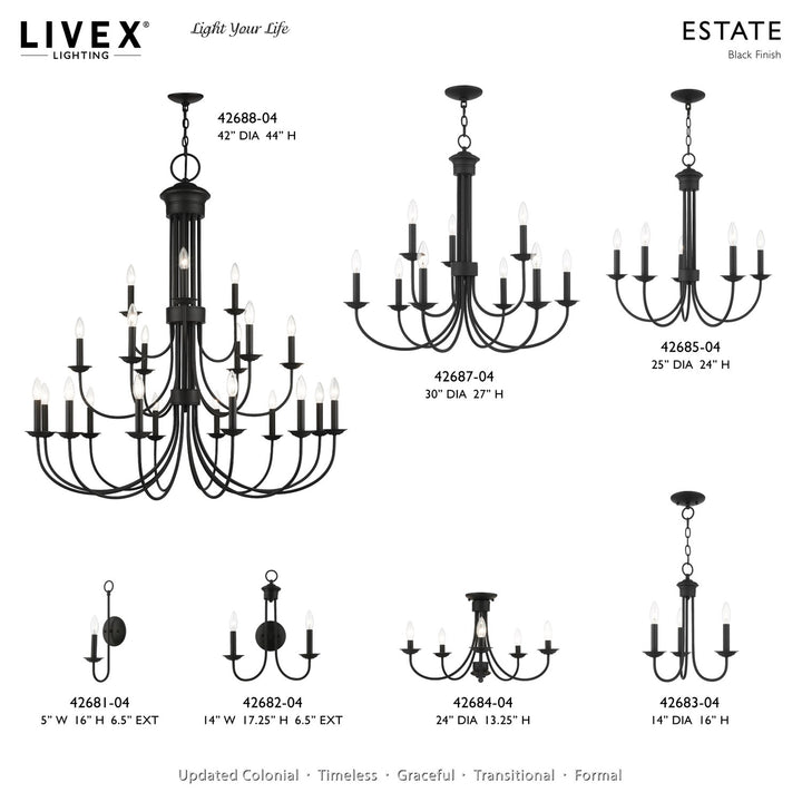 5 Light Black Large Semi-Flush