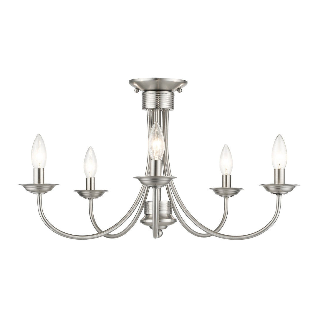 5 Light Brushed Nickel Large Semi-Flush by Livex Lighting