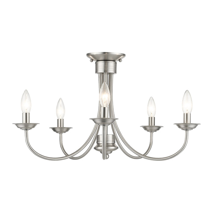 5 Light Brushed Nickel Large Semi-Flush by Livex Lighting