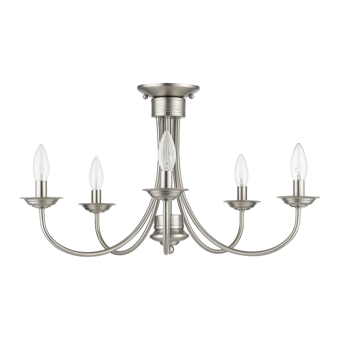 5 Light Brushed Nickel Large Semi-Flush