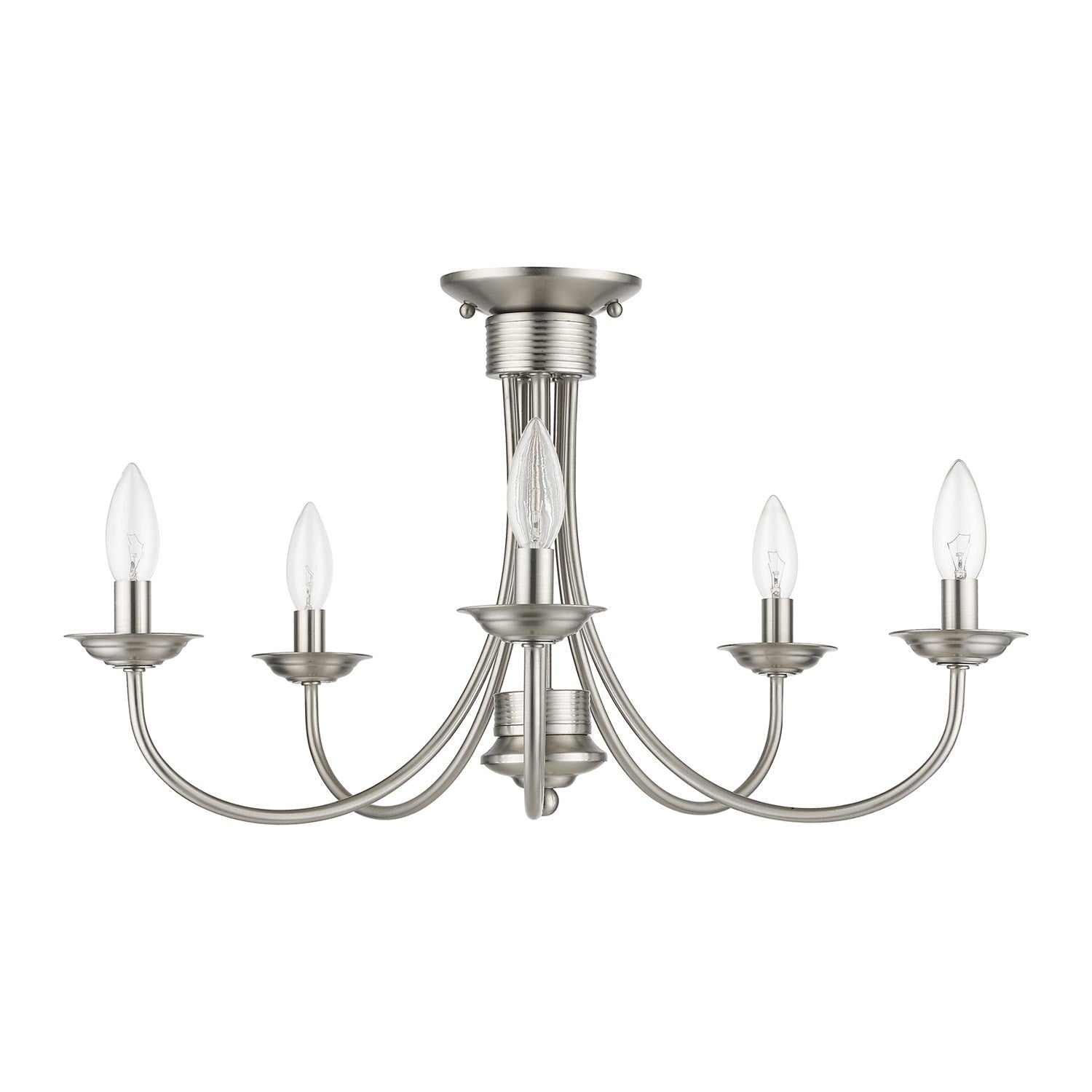 5 Light Brushed Nickel Large Semi-Flush