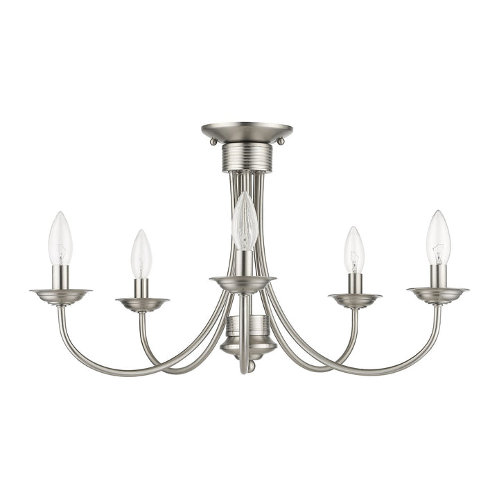 5 Light Brushed Nickel Large Semi-Flush