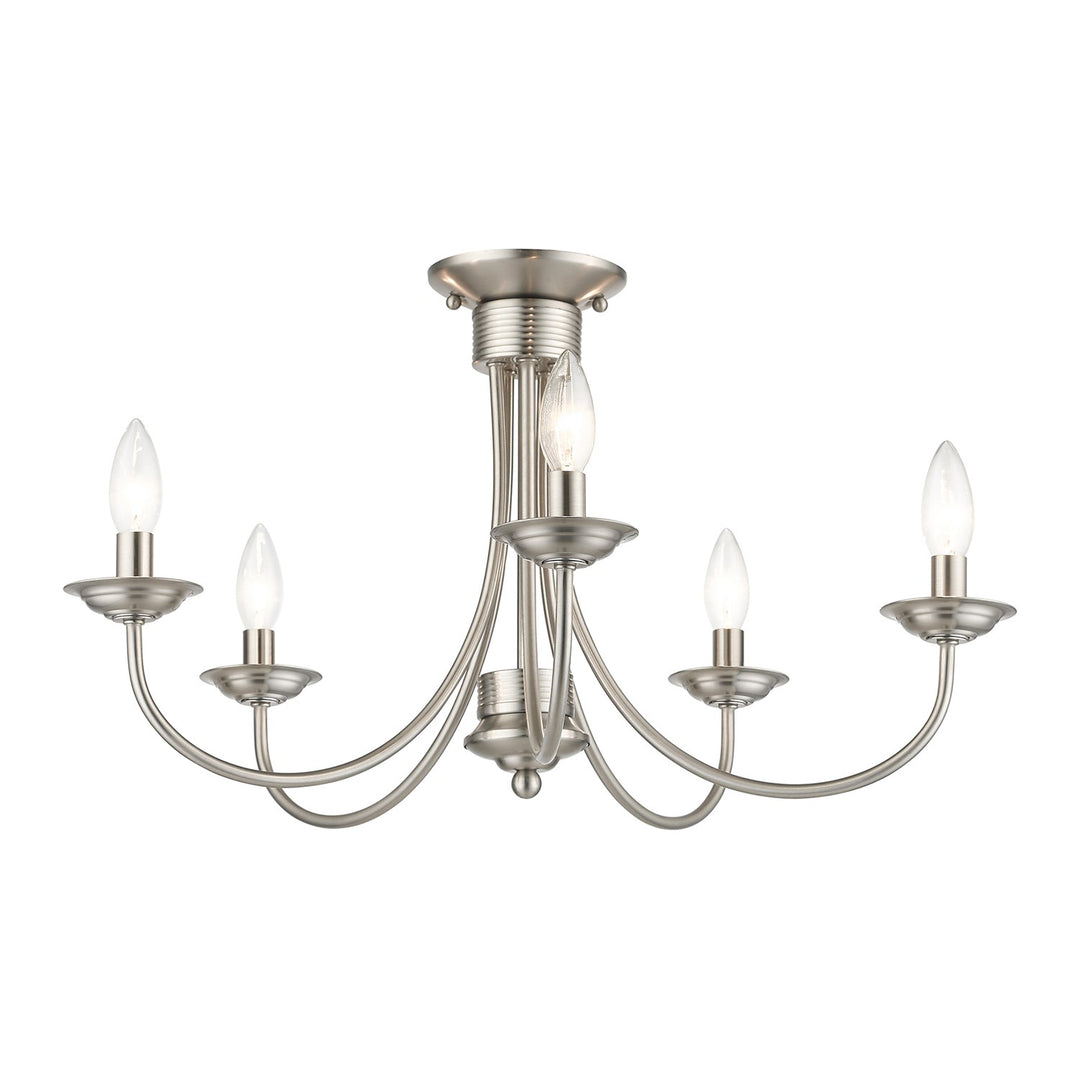 5 Light Brushed Nickel Large Semi-Flush