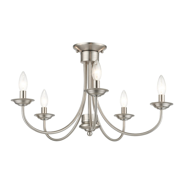 5 Light Brushed Nickel Large Semi-Flush