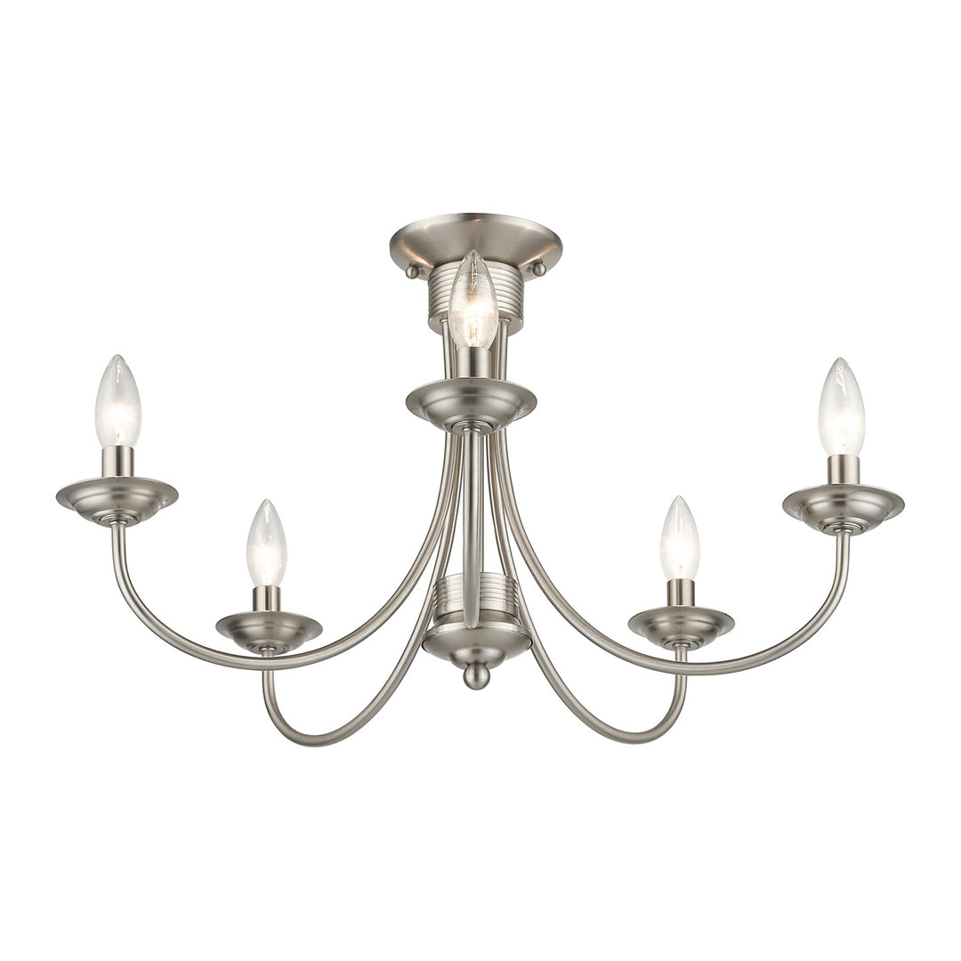 5 Light Brushed Nickel Large Semi-Flush