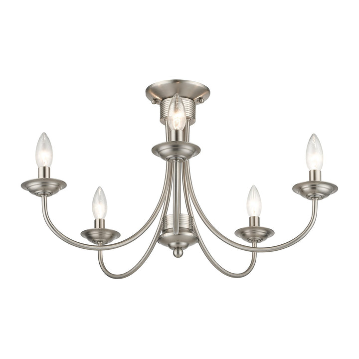 5 Light Brushed Nickel Large Semi-Flush