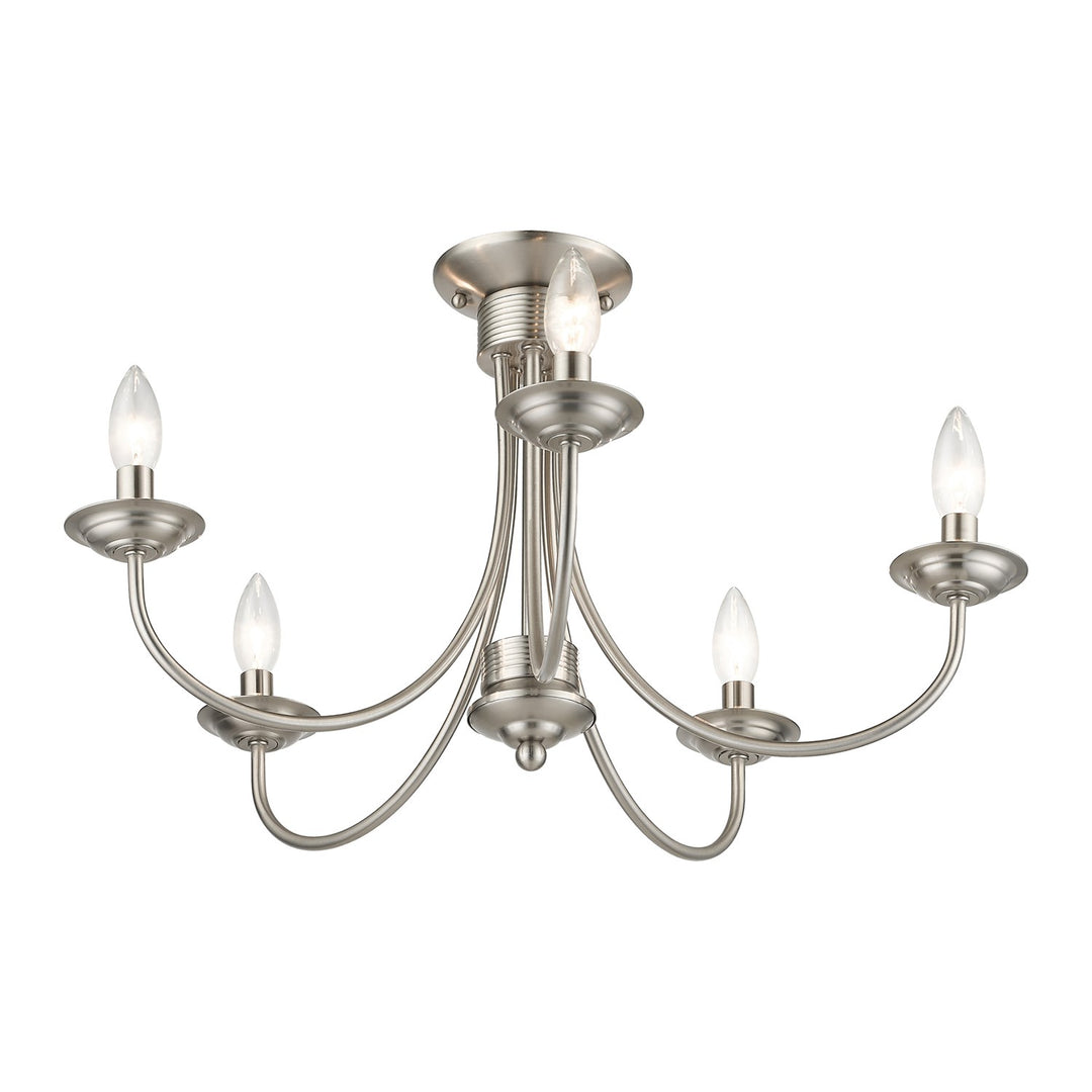 5 Light Brushed Nickel Large Semi-Flush