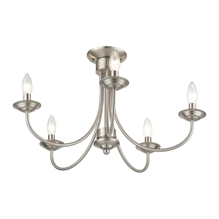 5 Light Brushed Nickel Large Semi-Flush