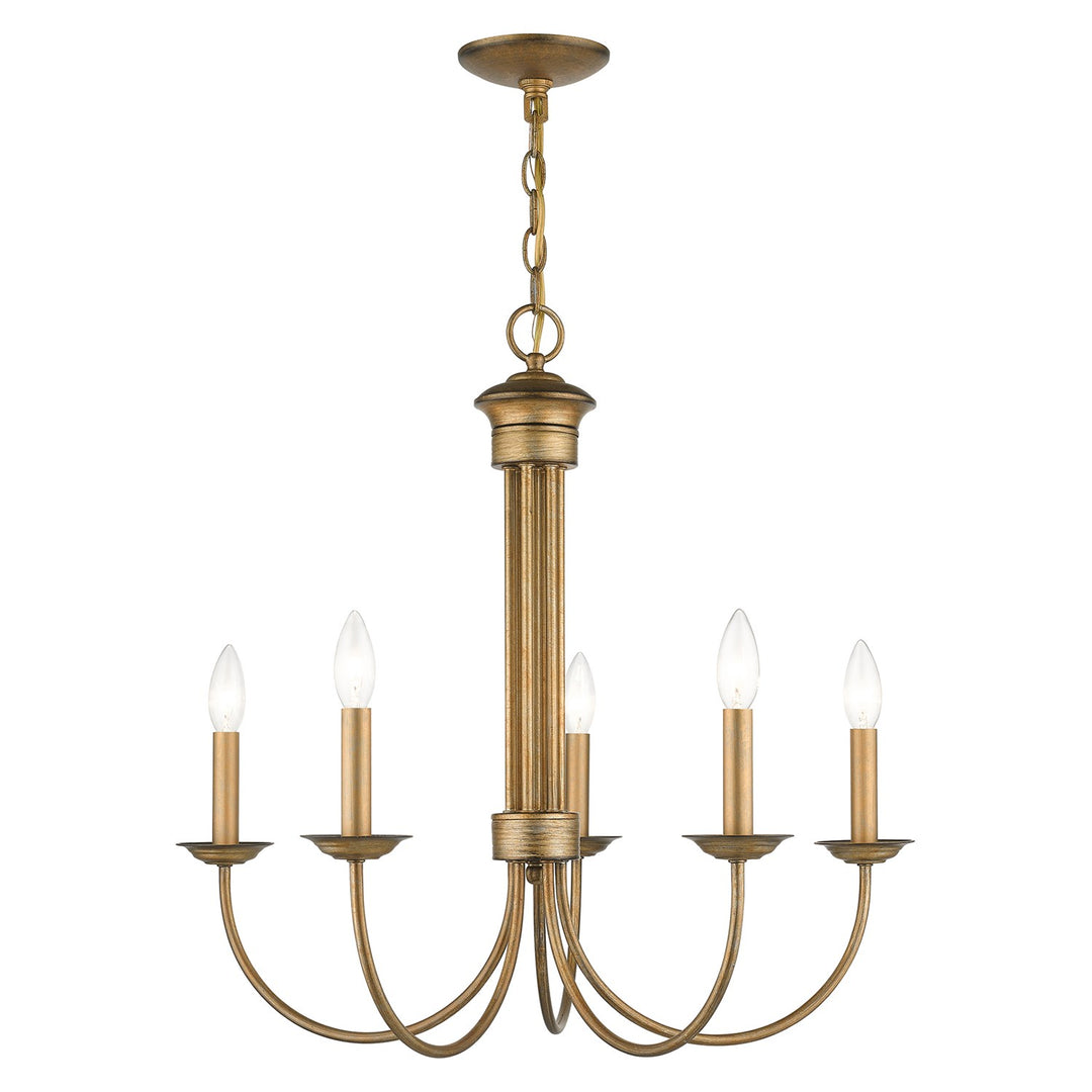 5 Light Antique Gold Leaf Chandelier by Livex Lighting