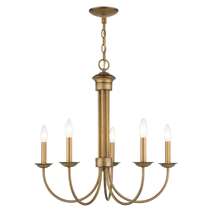 5 Light Antique Gold Leaf Chandelier by Livex Lighting