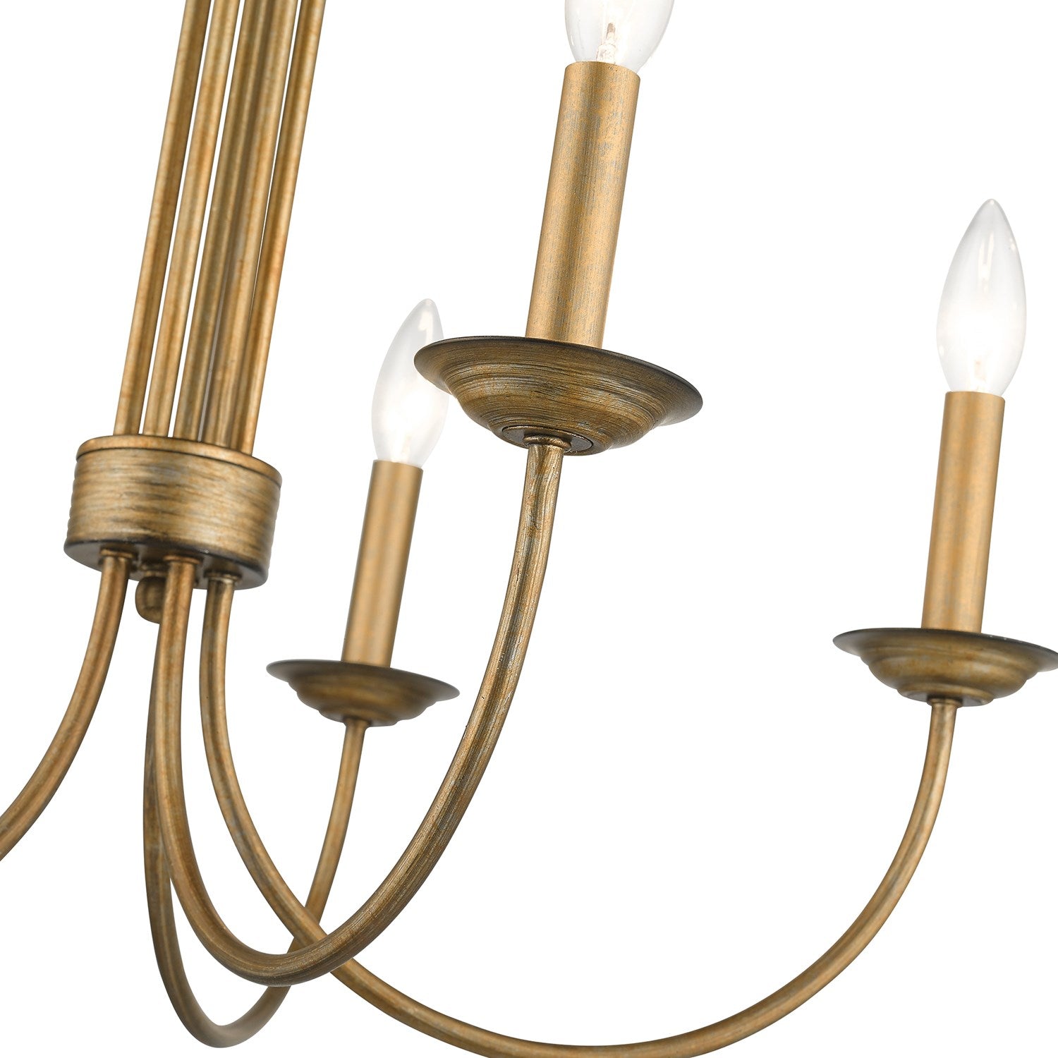 5 Light Antique Gold Leaf Chandelier