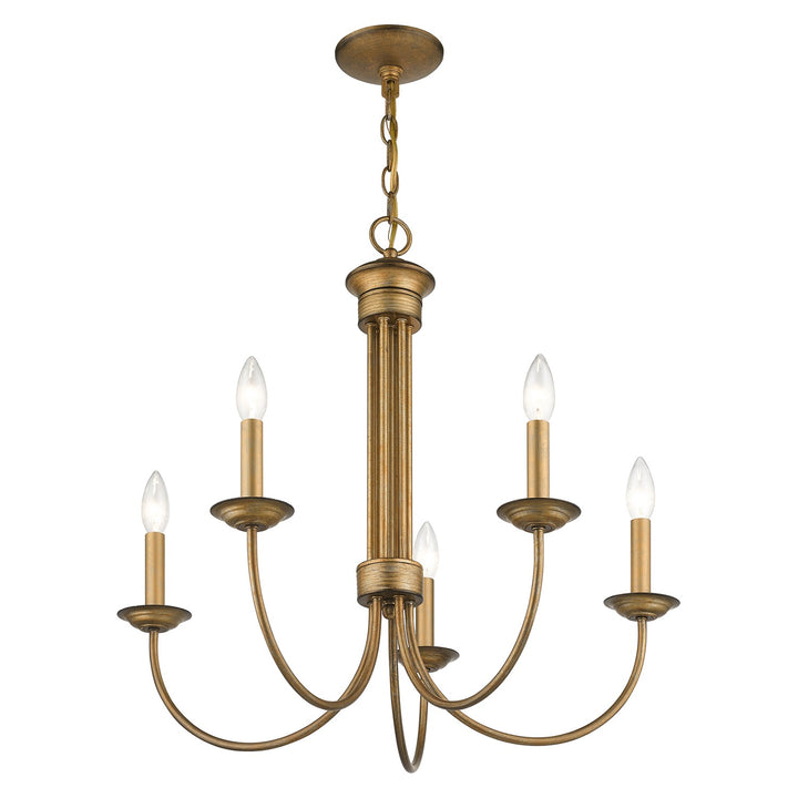 5 Light Antique Gold Leaf Chandelier