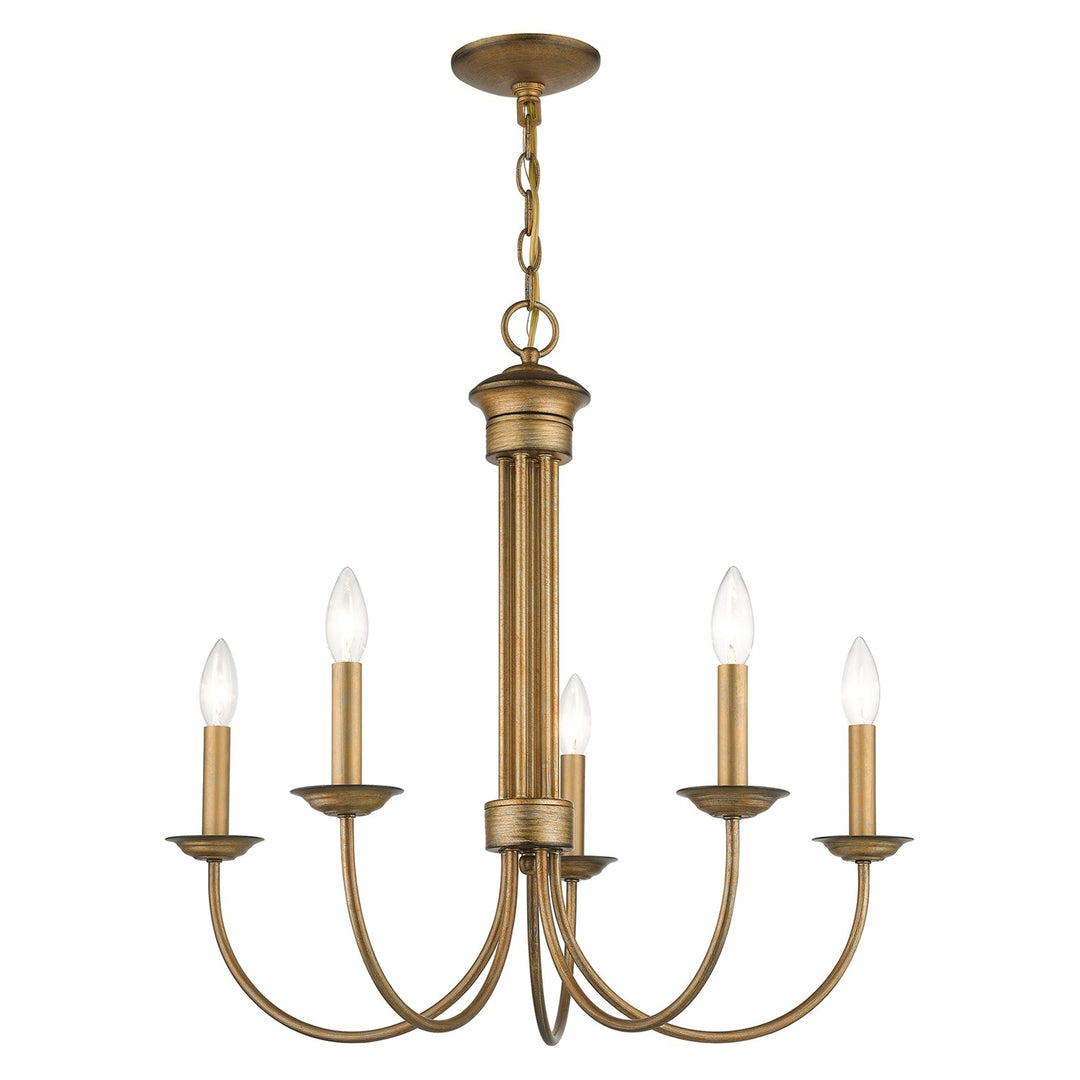 5 Light Antique Gold Leaf Chandelier