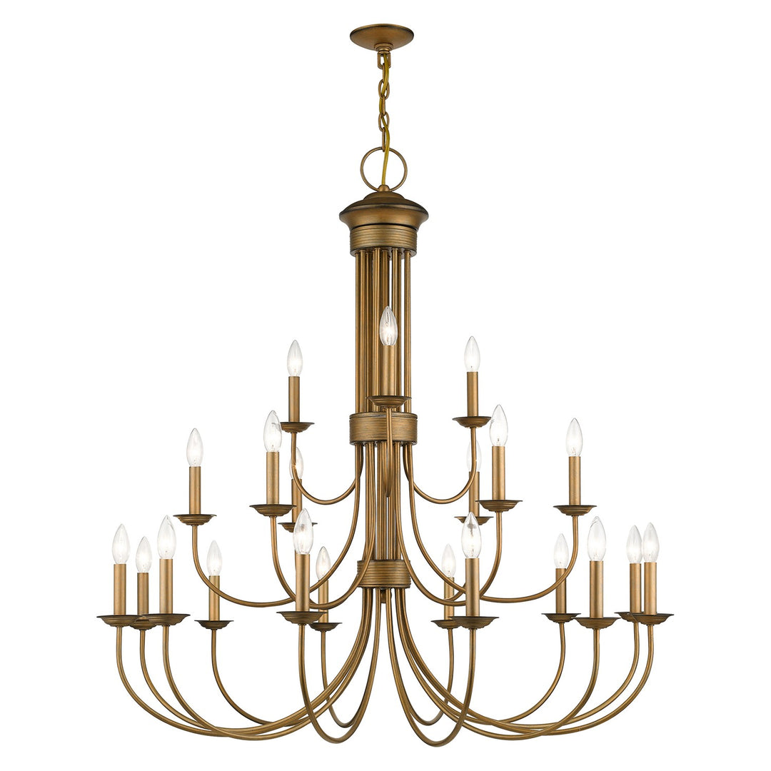 21 Light Antique Gold Leaf Extra Large Chandelier by Livex Lighting