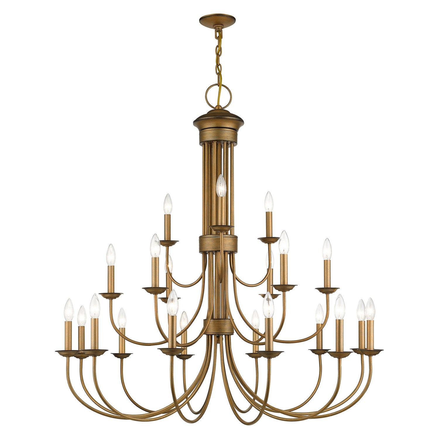 21 Light Antique Gold Leaf Extra Large Chandelier by Livex Lighting