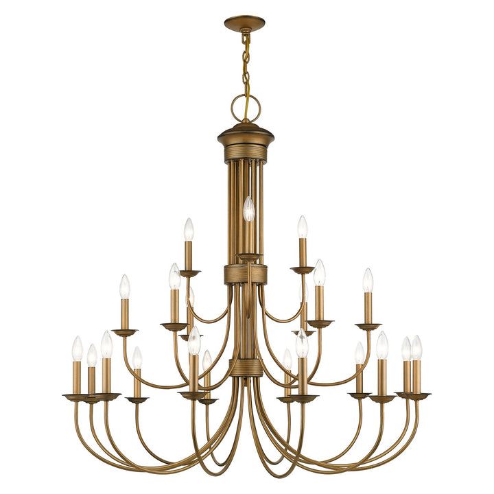 21 Light Antique Gold Leaf Extra Large Chandelier by Livex Lighting