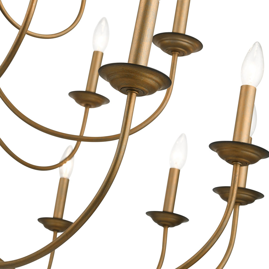 21 Light Antique Gold Leaf Extra Large Chandelier