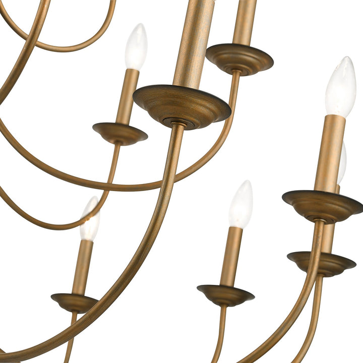 21 Light Antique Gold Leaf Extra Large Chandelier