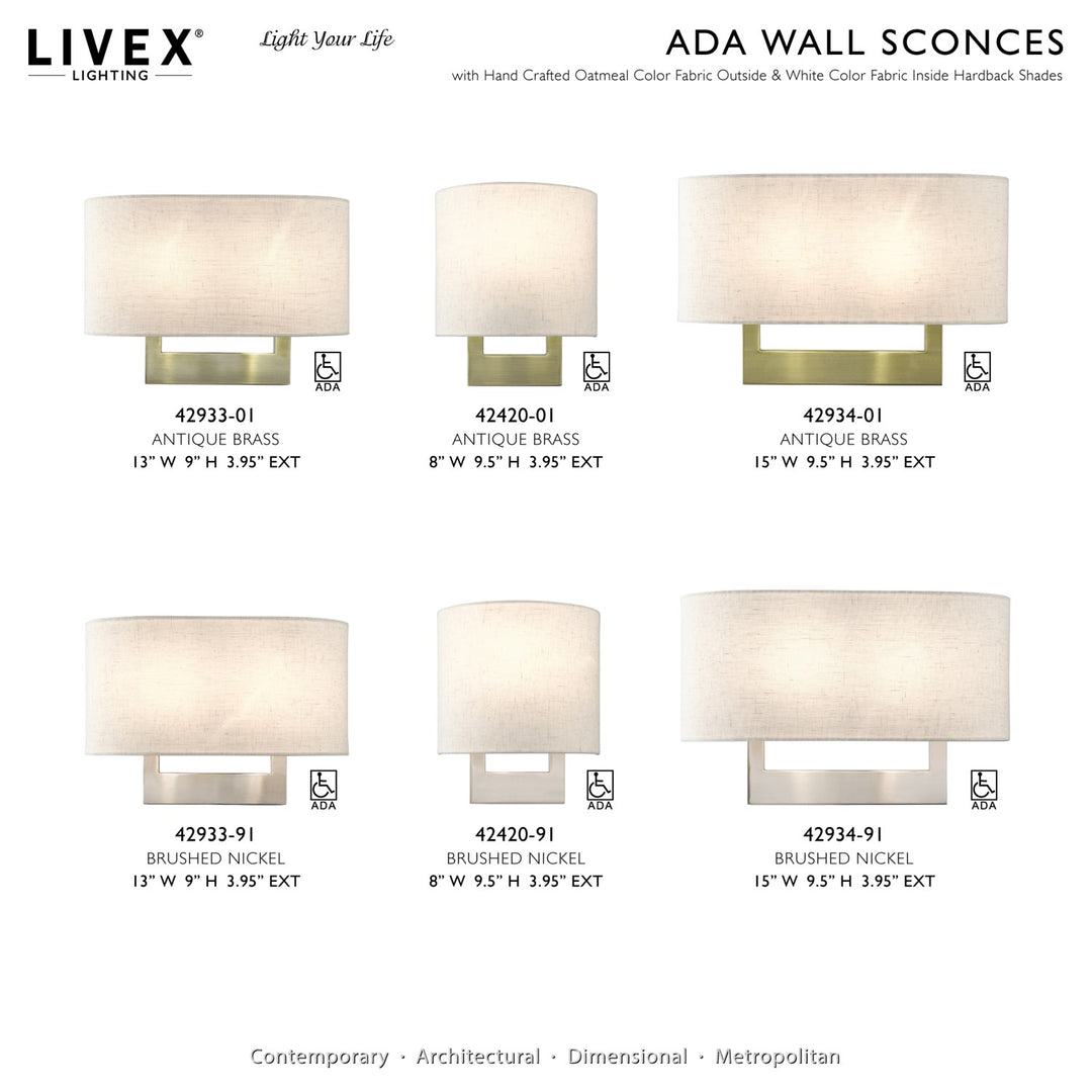 2 Light Antique Brass Large Ada Sconce