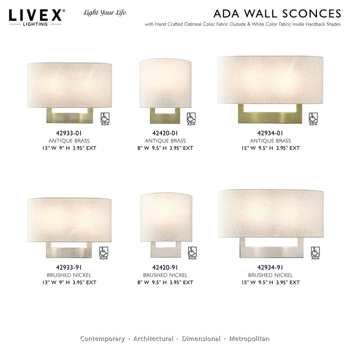 2 Light Antique Brass Large Ada Sconce