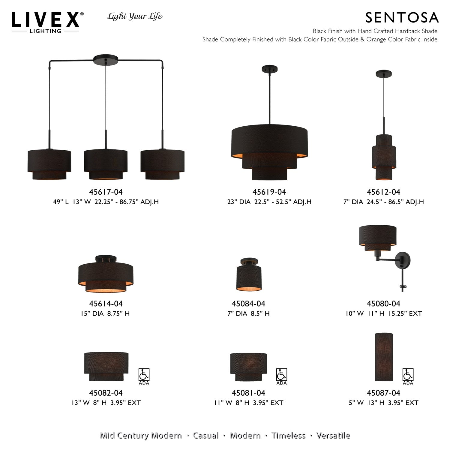 3 Light Black Large Linear Chandelier