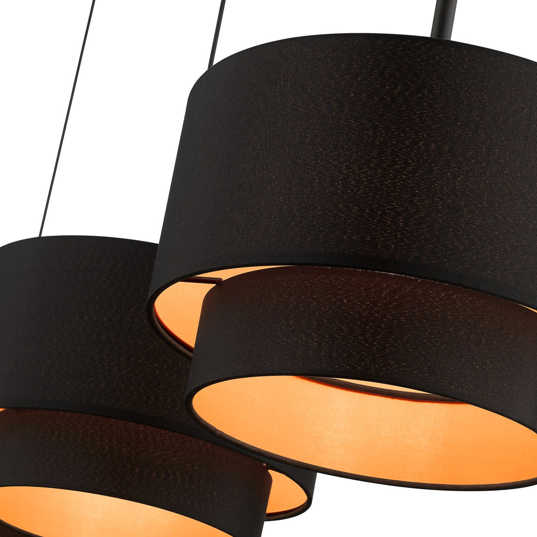 3 Light Black Large Linear Chandelier