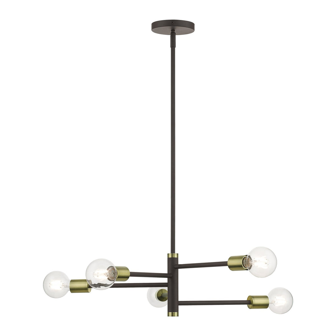 5 Light Bronze Chandelier With Antique Brass Accents by Livex Lighting