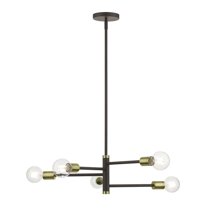 5 Light Bronze Chandelier With Antique Brass Accents by Livex Lighting