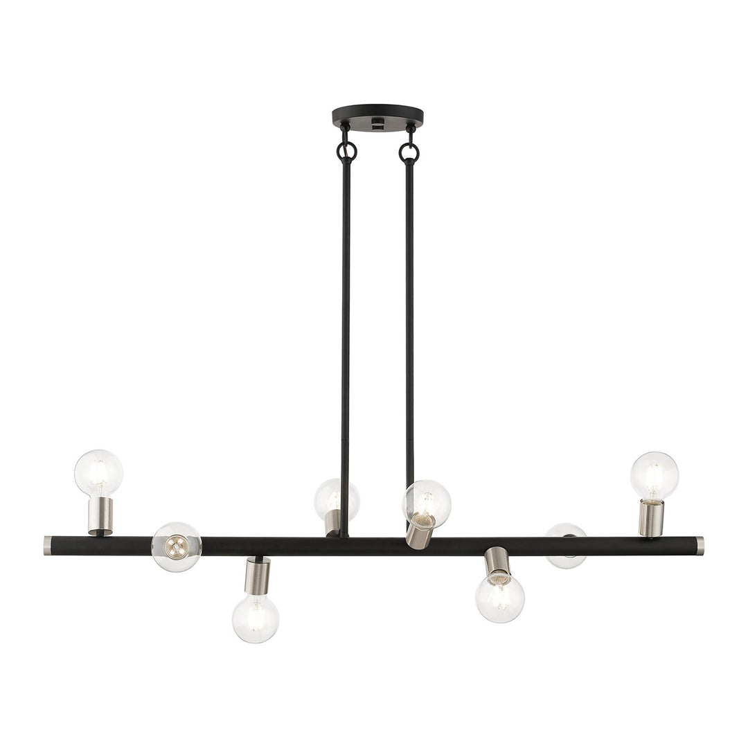 8 Light Black Large Chandelier With Brushed Nickel Accents by Livex Lighting