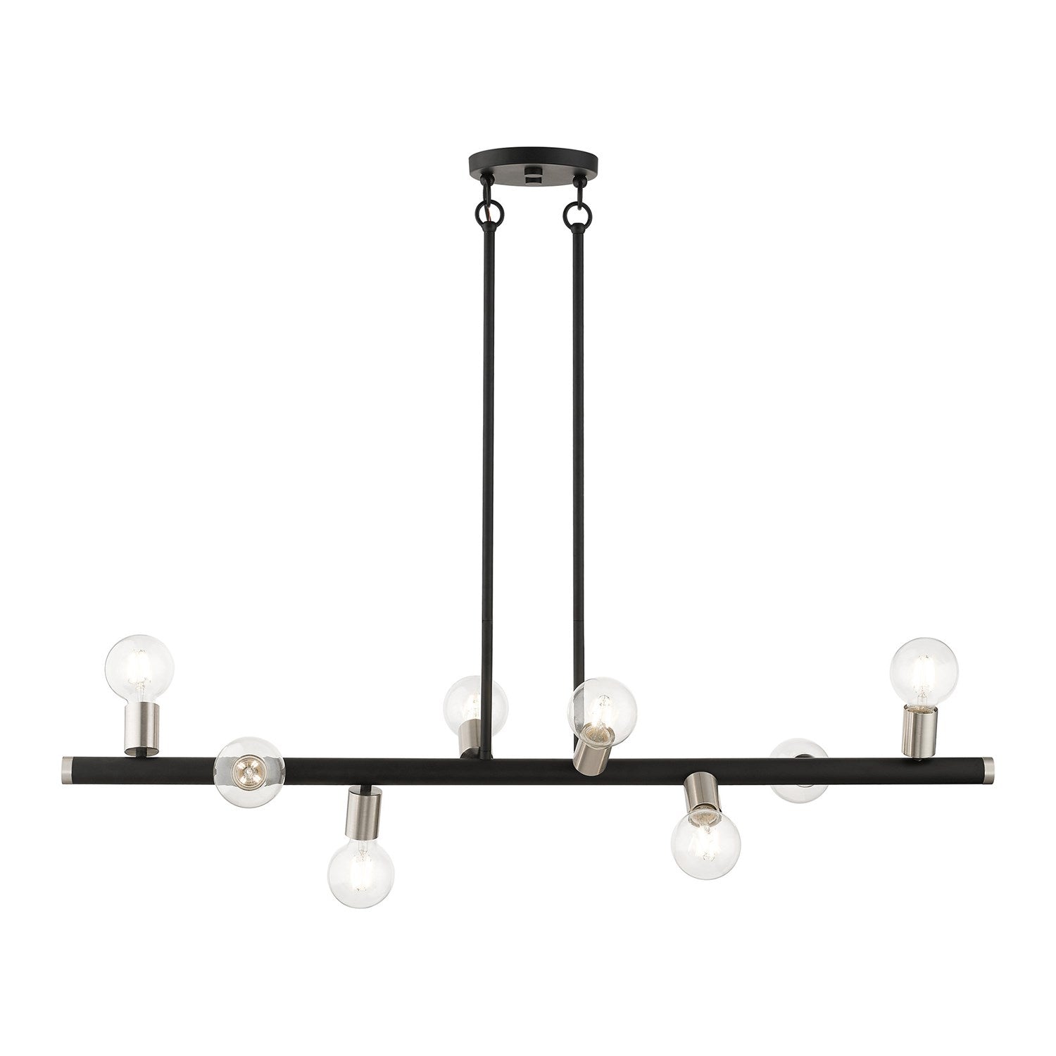 8 Light Black Large Chandelier With Brushed Nickel Accents by Livex Lighting