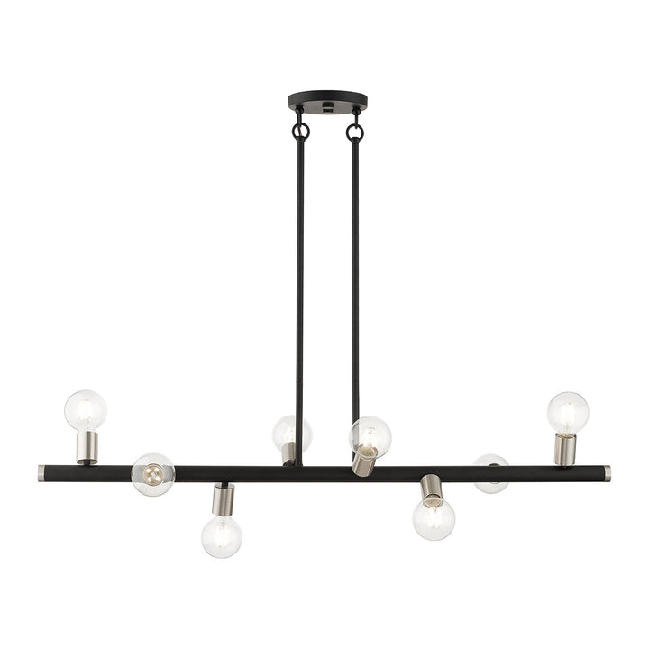 8 Light Black Large Chandelier With Brushed Nickel Accents by Livex Lighting