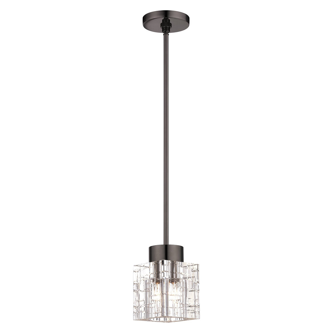 1 Light Black Chrome Crystal Single Pendant