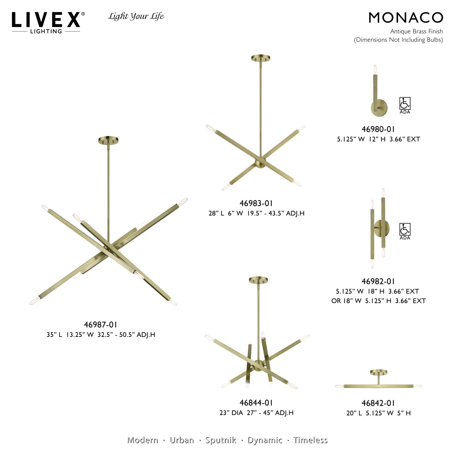 2 Light Antique Brass Semi-Flush