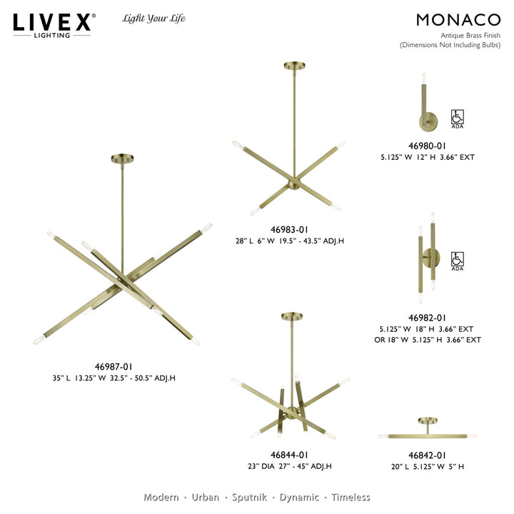2 Light Antique Brass Semi-Flush
