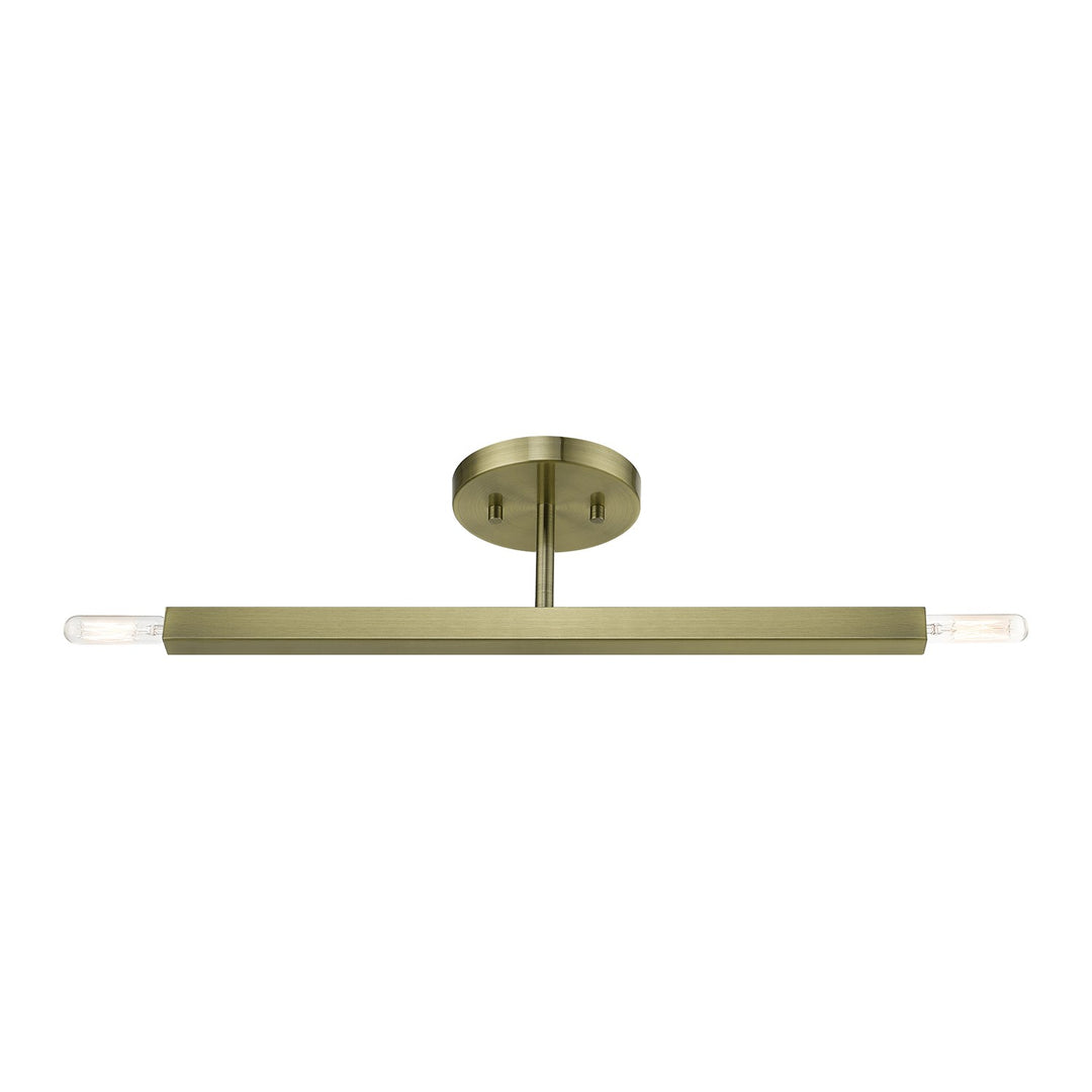2 Light Antique Brass Semi-Flush